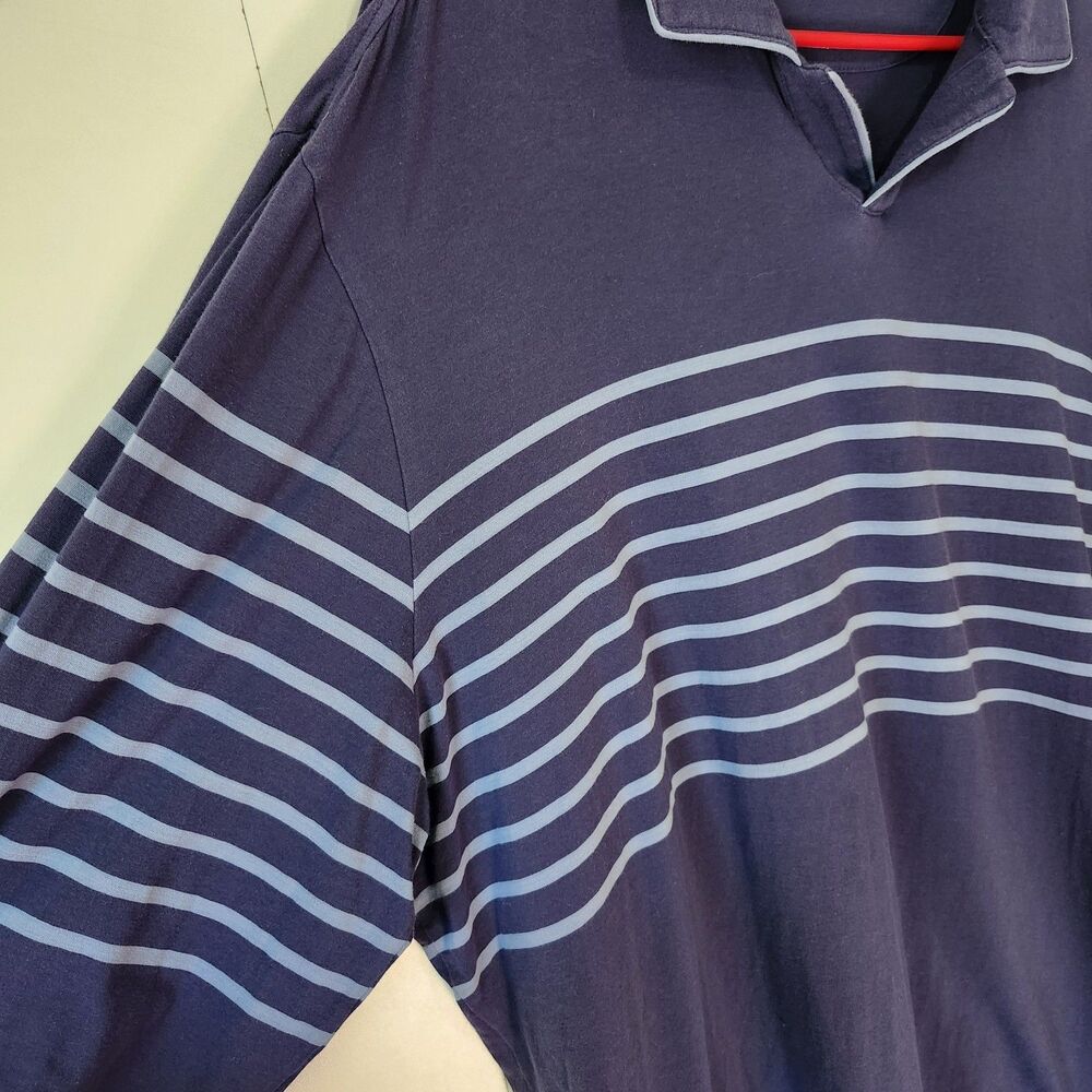 Daniel Cremieux Mens XL Long Sleeve Striped Polo Navy Light Blue Pima Cotton - Picture 4 of 10